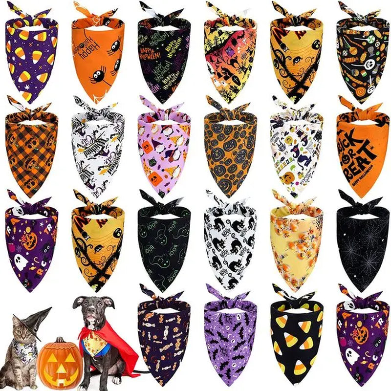 20 Pcs Christmas Dog Bandana Thanksgiving Dog Triangle Scarfs Halloween Dog Bibs Bandanas for Dog Accessoires
