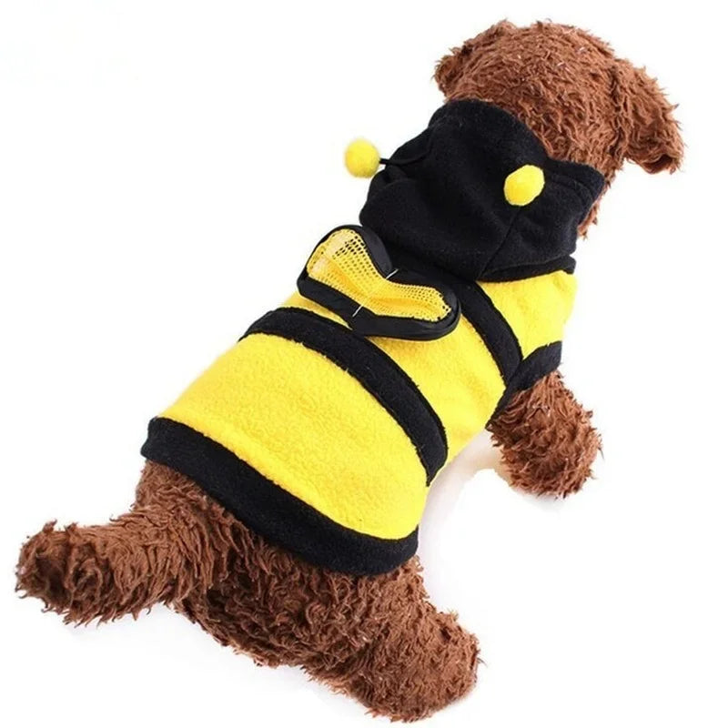 Bee Pet Puppy Coat Apparel Outfit Fleece Clothes Dog Cat Hoodie Fancy Costume Halloween Cosplay Sweater Dog Hoodies