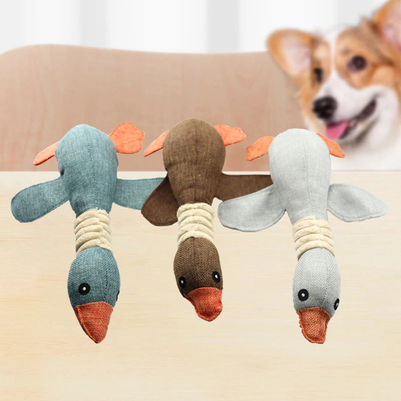 Cute Dog Plush Toys Pet Duck Squeak Training Toy for Puppy Sound Wild Goose Chew Squeaky Toy for Dogs Teeth Cleaning