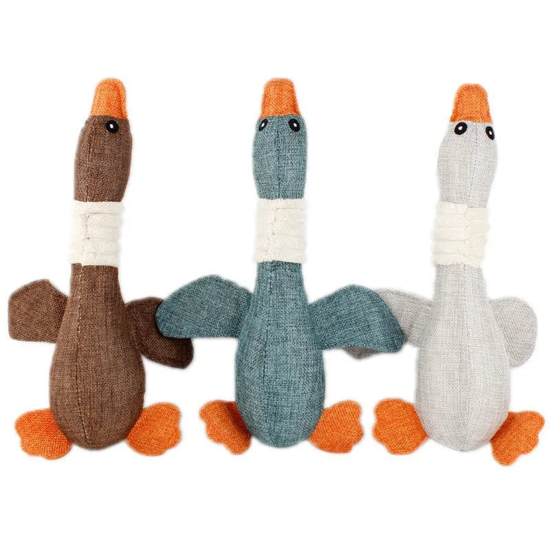 Cute Dog Plush Toys Pet Duck Squeak Training Toy for Puppy Sound Wild Goose Chew Squeaky Toy for Dogs Teeth Cleaning
