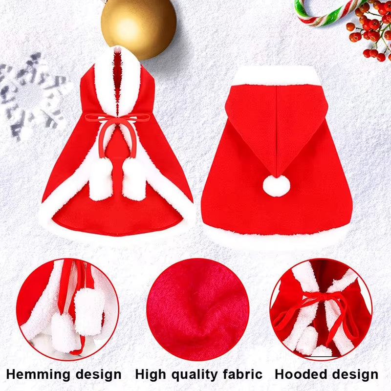 Cat Costume Santa Cosplay Funny Transformed Cat/Dog Pet Christmas Cape Dress up Clothes Red Scarf Cloak Props Decor