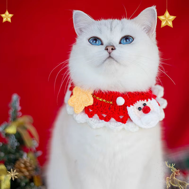 Christmas Pet Scarf Cats Clothing Collar Christmas Cats Clothing Cute Pet Decor Bow Dog Cat Collar Costume Ropa Para Gatos 고양이 옷