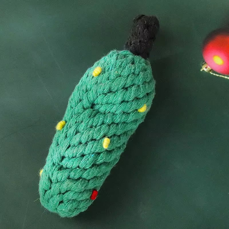 Christmas Dog Toys Braided Cotton Rope Candy Bones Pet Toy for Small Large Dog Bite Resistant Molar Teeth Cleaning Dog Chew Toys