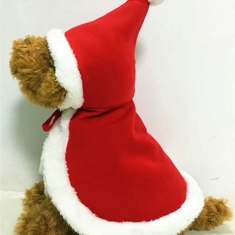 Cat Costume Santa Cosplay Funny Transformed Cat/Dog Pet Christmas Cape Dress up Clothes Red Scarf Cloak Props Decor