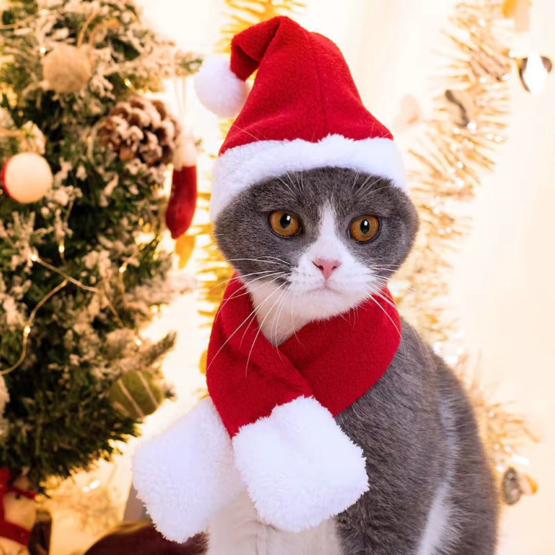 Christmas Pet Supplies Plush Xmas Hat Antlers Headband Pearl Crown Scarf for Cat Dog Festival Cosplay Party New Year Decorate