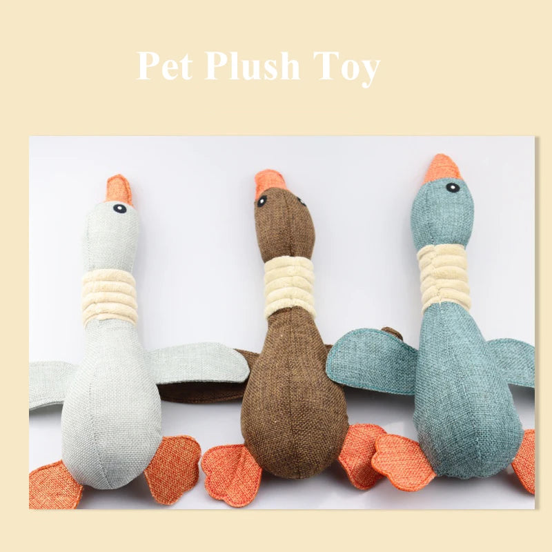 Cute Dog Plush Toys Pet Duck Squeak Training Toy for Puppy Sound Wild Goose Chew Squeaky Toy for Dogs Teeth Cleaning