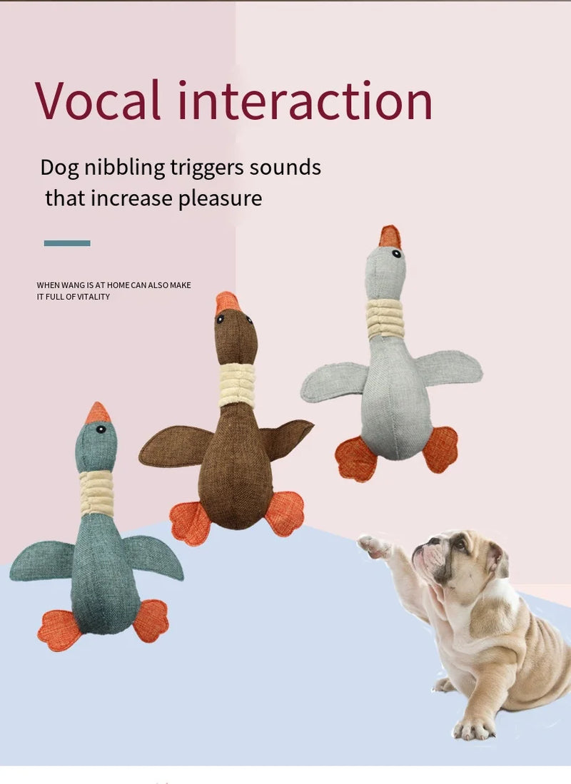 Cute Dog Plush Toys Pet Duck Squeak Training Toy for Puppy Sound Wild Goose Chew Squeaky Toy for Dogs Teeth Cleaning