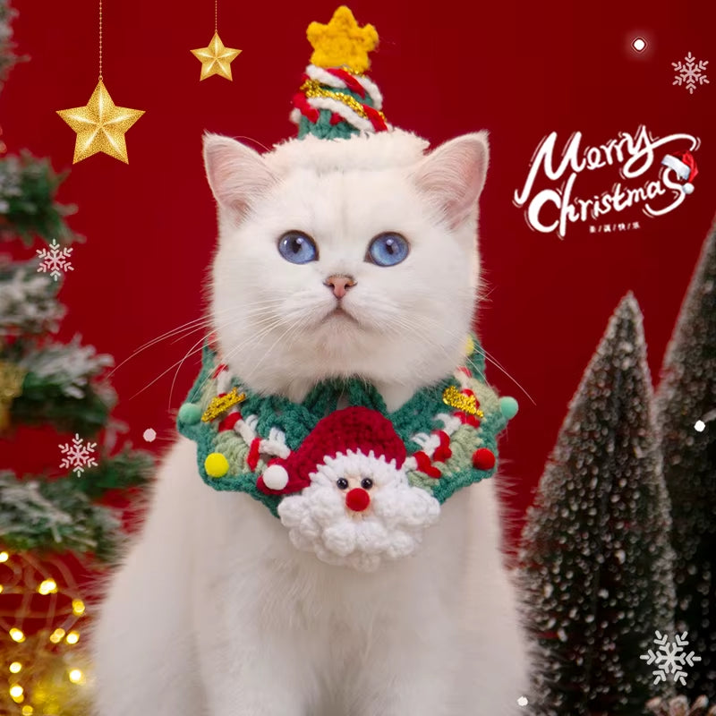 Christmas Pet Scarf Cats Clothing Collar Christmas Cats Clothing Cute Pet Decor Bow Dog Cat Collar Costume Ropa Para Gatos 고양이 옷