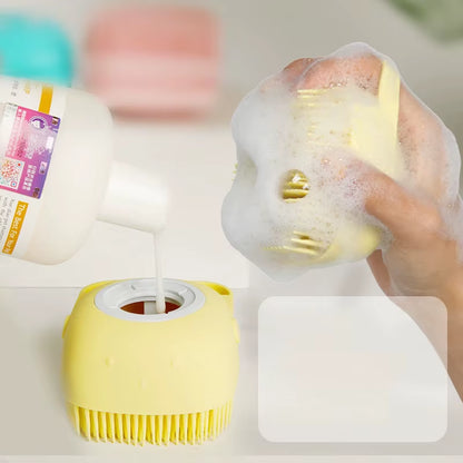 Hot Silicone Pet Bath Brush for Puppy Dogs, 2 in 1 Pet Bath Brush Soft Silicone Pet Massage Shampoo Dispenser