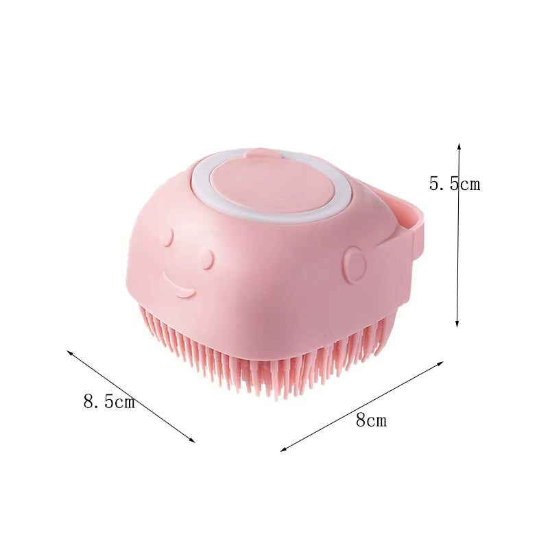 Hot Silicone Pet Bath Brush for Puppy Dogs, 2 in 1 Pet Bath Brush Soft Silicone Pet Massage Shampoo Dispenser