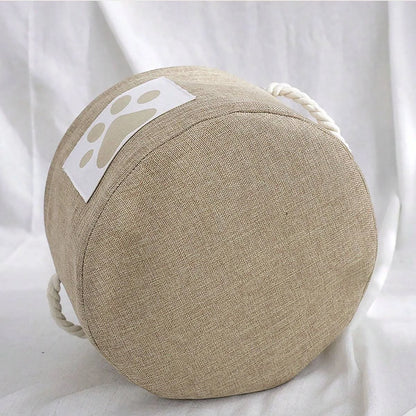 1Pc-Striped Foldable Pet Toy Basket with Braided Rope Handle - Dog Toy Storage Box Accessories